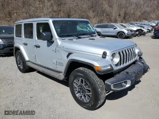 2024 Jeep Wrangler Sahara with VIN 1C4PJXEG9RW242600, listed as a Copart auction lot 49297285 with 11,391 mi miles and Salvage Title. Bid and sale history available at carsss.com. Image 4.