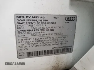 2021 Audi Q5 with VIN WA1AABFYXM2050645, listed as a Copart auction lot 53162383 with 23,012 mi miles and . Bid and sale history available at DreamBid. Image 15.