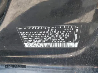 2013 Volkswagen Jetta TDI w/Premium/Nav with VIN 3VWLL7AJ8DM285616, listed as a IAAI auction lot 41597180 with 197,150 mi miles and . Bid and sale history available at DreamBid. Image 9.