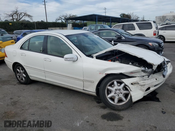 2002 Mercedes-Benz C 230/260/280/320 with VIN WDBRF61J12F284723, listed as a Copart auction lot 45220365 with 51,056 mi miles and Salvage Title. Bid and sale history available at DreamBid. Image 4.