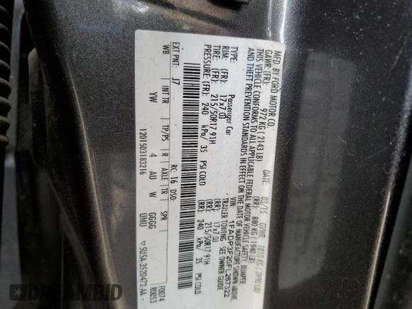 2015 Ford Focus SE with VIN 1FADP3F20FL267322, listed as a Copart auction lot 53678225 with 83,048 mi miles and Salvage Title. Bid and sale history available at DreamBid. Image 12.