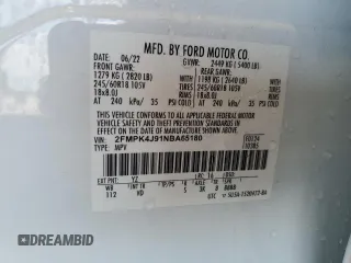 2022 Ford Edge SEL z VIN 2FMPK4J91NBA65180, wystawiony jako Copart lot #55399685 z przebiegiem 79 964 mil mil oraz Czysty tytuł • Clean title. Historia ofert i sprzedaży dostępna na DreamBid. Obrazek 13.
