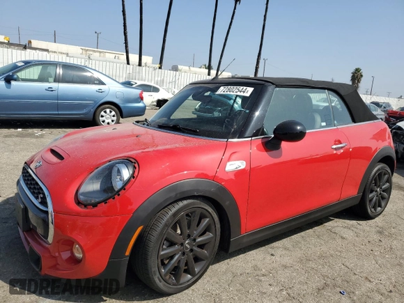 2019 MINI Convertible Cooper S with VIN WMWWG9C55K3E39441, listed as a Copart auction lot 72802544 with 33,882 mi miles and Salvage Title. Bid and sale history available at carsss.com. Image 1.
