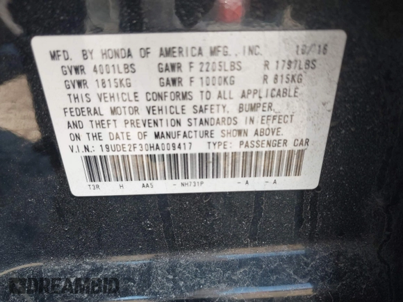 2017 Acura ILX with VIN 19UDE2F30HA009417, listed as a IAAI auction lot 41704288 with 1 mi miles. Bid and sale history available at carsss.com. Image 9.