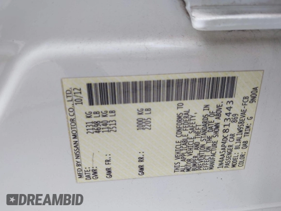 2013 Nissan Maxima SV с VIN 1N4AA5AP4DC813443, выставлен на аукционе IAAI как лот 42427858 с пробегом 202 019 миль миль и . История ставок и продаж доступна на DreamBid. Изображение 9.