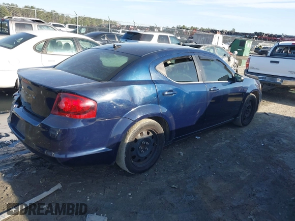 2013 Dodge Avenger SE with VIN 1C3CDZAB1DN544719, listed as a IAAI auction lot 41732090 with 205,536 mi miles and . Bid and sale history available at DreamBid. Image 4.