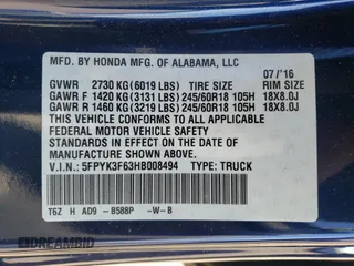 2017 Honda Ridgeline RTL-T with VIN 5FPYK3F63HB008494, listed as a Copart auction lot 55640195 with 91,131 mi miles and Salvage title. Bid and sale history available at DreamBid. Image 12.