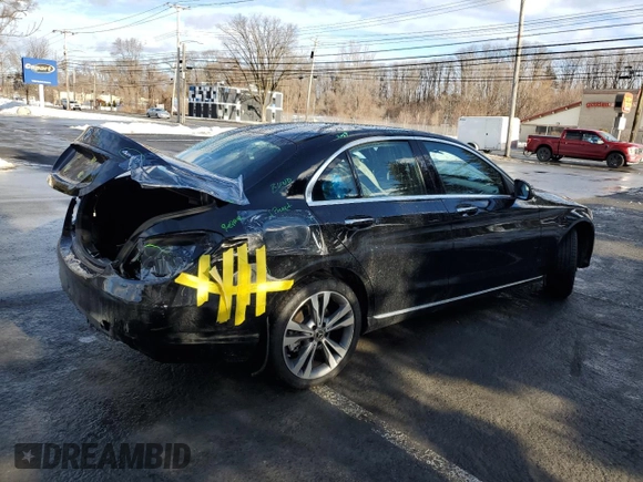 2020 Mercedes-Benz C 300 with VIN W1KWF8EB8LR590715, listed as a Copart auction lot 88220005 with 105,201 mi miles and Salvage Title. Bid and sale history available at DreamBid. Image 3.