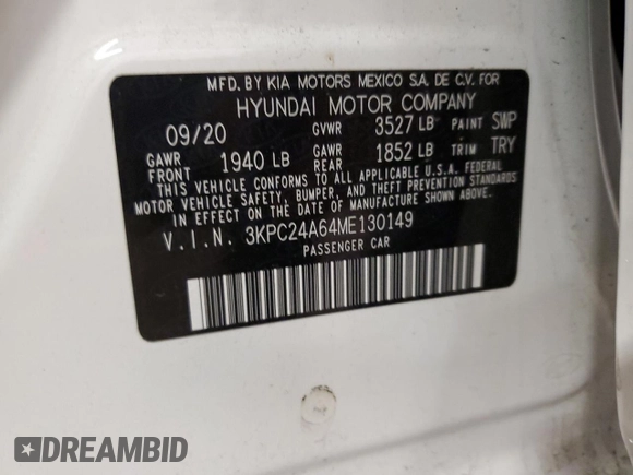 2021 Hyundai Accent SE with VIN 3KPC24A64ME130149, listed as a Copart auction lot 39849174 with 54,493 mi miles. Bid and sale history available at carsss.com. Image 12.