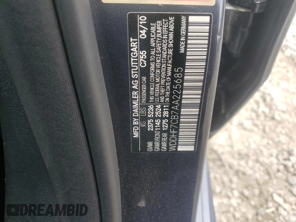 2010 Mercedes-Benz E 550 Luxury с VIN WDDHF7CB7AA225685, выставлен на аукционе Copart как лот 60713225 с пробегом 176 210 миль миль и Списание • Salvage title. История ставок и продаж доступна на DreamBid. Изображение 12.