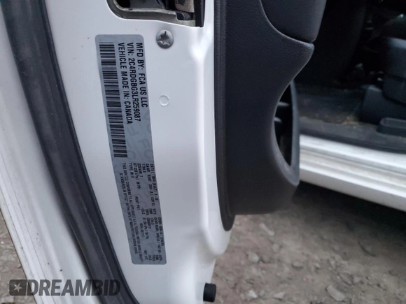 2020 Dodge Grand Caravan SE with VIN 2C4RDGBG3LR259087, listed as a Copart auction lot 83039144 with Not Provided miles and Salvage Title. Bid and sale history available at DreamBid. Image 13.