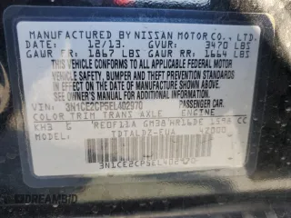 2014 Nissan Note SV с VIN 3N1CE2CP5EL402970, выставлен на аукционе Copart как лот 54598005 с пробегом Не указан миль и Списание • Salvage title. История ставок и продаж доступна на DreamBid. Изображение 12.