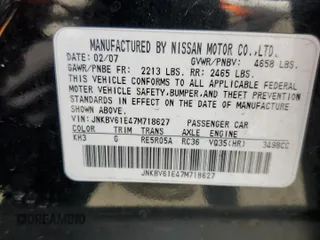 2007 Infiniti G35 Sedan Journey with VIN JNKBV61E47M718627, listed as a Copart auction lot 53912615 with 199,189 mi miles and Salvage Title. Bid and sale history available at carsss.com. Image 12.