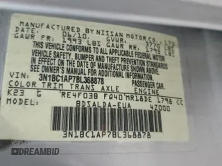 2011 Nissan Versa 1.8 S with VIN 3N1BC1AP7BL368878, listed as a Copart auction lot 53955465 with 135,693 mi miles and Salvage Title. Bid and sale history available at carsss.com. Image 12.