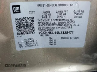 2022 GMC Acadia SLE z VIN 1GKKNKL44NZ128477, wystawiony jako Copart lot #56884395 z przebiegiem 34 377 mil mil oraz Nie do naprawy. Historia ofert i sprzedaży dostępna na DreamBid. Obrazek 13.
