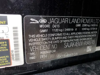 2017 Jaguar XE 35t Prestige with VIN SAJAK4BVXHA948749, listed as a Copart auction lot 68184864 with 59,695 mi miles and Salvage Title. Bid and sale history available at carsss.com. Image 13.