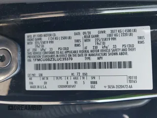 2020 Ford Escape SE Sport Hybrid with VIN 1FMCU0BZ3LUC35370, listed as a IAAI auction lot 41949985 with 256,781 mi miles and . Bid and sale history available at DreamBid. Image 9.