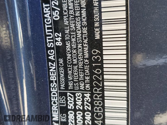 2024 Mercedes-Benz C 300 with VIN W1KAF4GB8RR226139, listed as a Copart auction lot 48610065 with Not Provided miles and Non Repairable. Bid and sale history available at DreamBid. Image 13.