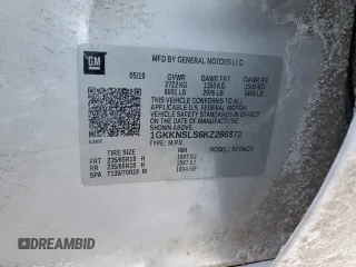 2019 GMC Acadia SLE with VIN 1GKKNSLS6KZ266872, listed as a Copart auction lot 42950485 with Not Provided miles and Salvage Title. Bid and sale history available at DreamBid. Image 16.
