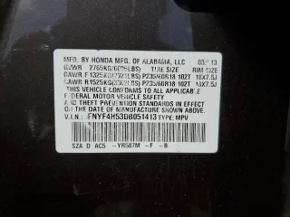 2013 Honda Pilot EX-L with VIN 5FNYF4H53DB051413, listed as a Copart auction lot 53381275 with 237,572 mi miles and Salvage Title. Bid and sale history available at carsss.com. Image 15.
