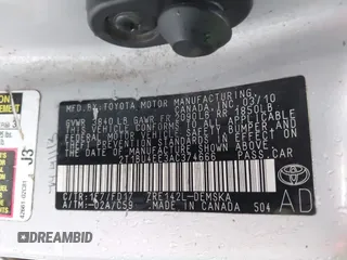 2010 Toyota Corolla with VIN 2T1BU4EE3AC374666, listed as a IAAI auction lot 41041918 with Not Provided miles and . Bid and sale history available at DreamBid. Image 9.