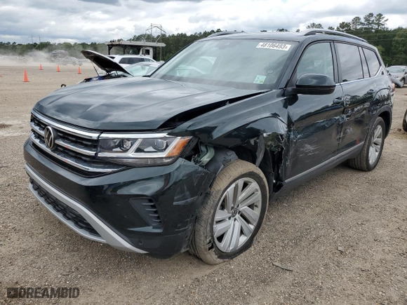 2021 Volkswagen Atlas 2.0T SEL with VIN 1V2BP2CA5MC583463, listed as a Copart auction lot 48106493 with 37,275 mi miles. Bid and sale history available at carsss.com. Image 1.