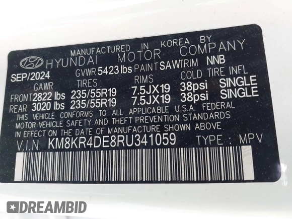 2024 Hyundai Ioniq 5 Limited z VIN KM8KR4DE8RU341059, wystawiony jako IAAI lot #42172937 z przebiegiem 3 480 mil mil oraz . Historia ofert i sprzedaży dostępna na DreamBid. Obrazek 9.