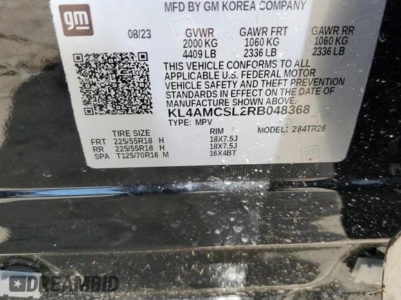 2024 Buick Encore GX Preferred z VIN KL4AMCSL2RB048368, wystawiony jako Copart lot #56552095 z przebiegiem Nie podano mil oraz Szkoda całkowita • Salvage title. Historia ofert i sprzedaży dostępna na DreamBid. Obrazek 13.