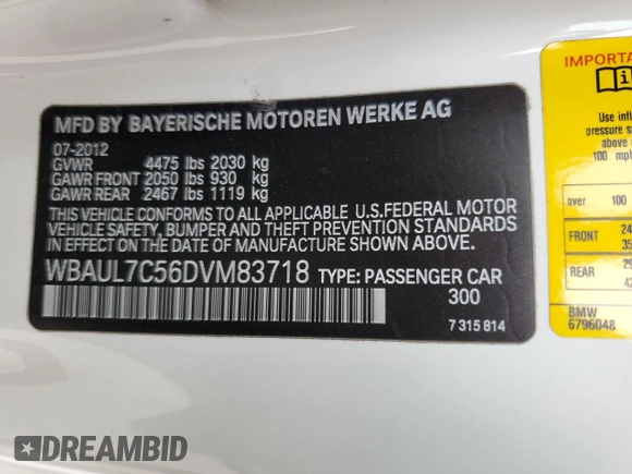 2013 BMW 1 Series 128i z VIN WBAUL7C56DVM83718, wystawiony jako Copart lot #52957614 z przebiegiem 73 621 mil mil oraz Czysty tytuł • Clean title. Historia ofert i sprzedaży dostępna na DreamBid. Obrazek 12.