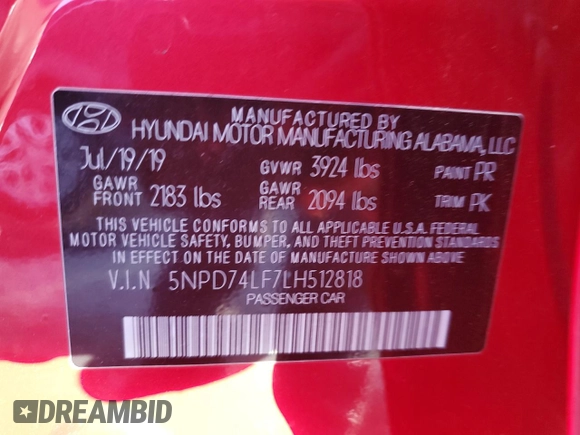 2020 Hyundai Elantra SE z VIN 5NPD74LF7LH512818, wystawiony jako Copart lot #85417004 z przebiegiem 123 624 mil mil oraz Szkoda całkowita • Salvage title. Historia ofert i sprzedaży dostępna na DreamBid. Obrazek 12.