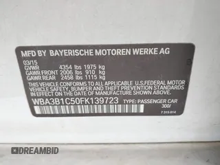 2015 BMW 3 Series 320i with VIN WBA3B1C50FK139723, listed as a IAAI auction lot 42035410 with 185,169 mi miles and . Bid and sale history available at DreamBid. Image 9.