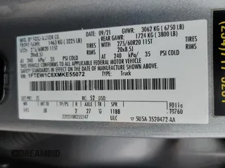 2021 Ford F-150 XL with VIN 1FTEW1C8XMKE55072, listed as a Copart auction lot 46501685 with 82,833 mi miles and Salvage title. Bid and sale history available at DreamBid. Image 12.