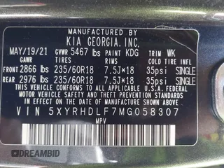 2021 Kia Sorento EX with VIN 5XYRHDLF7MG058307, listed as a IAAI auction lot 42124729 with 81,861 mi miles and . Bid and sale history available at DreamBid. Image 9.