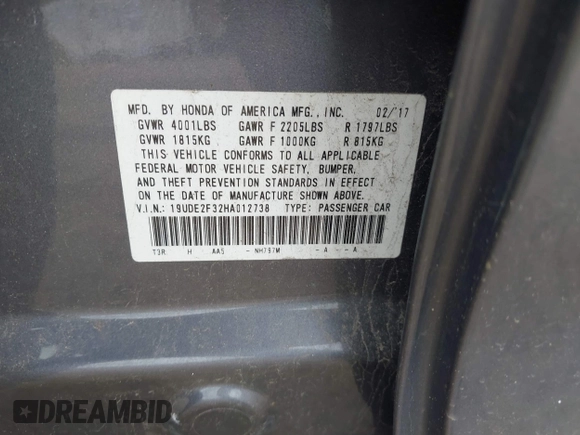 2017 Acura ILX z VIN 19UDE2F32HA012738, wystawiony jako IAAI lot #42188999 z przebiegiem 82 114 mil mil oraz . Historia ofert i sprzedaży dostępna na DreamBid. Obrazek 9.