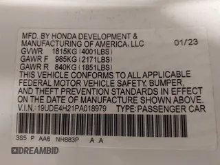 2023 Acura Integra with VIN 19UDE4H21PA018979, listed as a IAAI auction lot 42457893 with 31,047 mi miles and . Bid and sale history available at DreamBid. Image 9.
