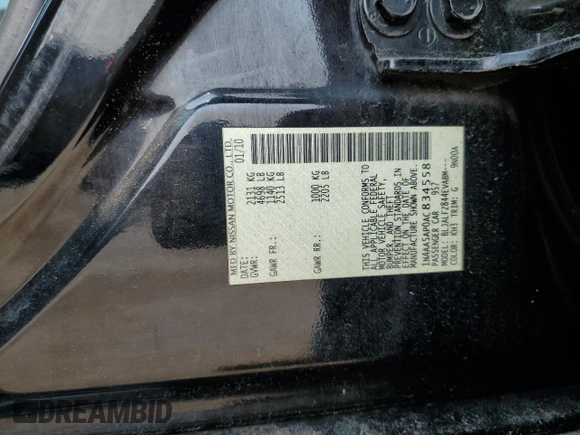 2010 Nissan Maxima SV with VIN 1N4AA5AP0AC834558, listed as a Copart auction lot 59543425 with 171,377 mi miles and Salvage title. Bid and sale history available at DreamBid. Image 13.