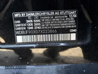 2007 Mercedes-Benz E 550 with VIN WDBUF90X07X223866, listed as a Copart auction lot 50522085 with 118,100 mi miles and Salvage Title. Bid and sale history available at carsss.com. Image 12.