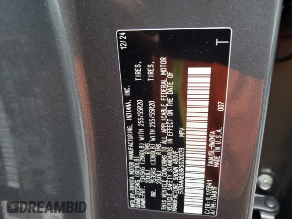 2024 Lexus TX 350 with VIN 5TDAAAB68RS020029, listed as a Copart auction lot 57806925 with 4,209 mi miles and Salvage title. Bid and sale history available at DreamBid. Image 14.