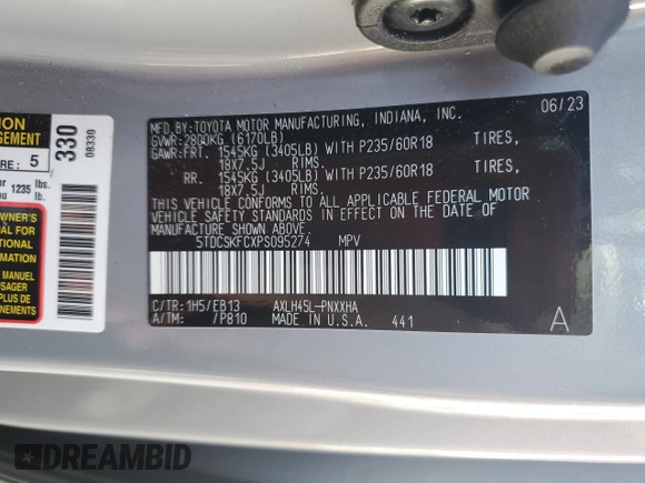 2023 Toyota Sienna XSE 25th Anniversary z VIN 5TDCSKFCXPS095274, wystawiony jako Copart lot #59109195 z przebiegiem 34 922 mil mil oraz Szkoda całkowita • Salvage title. Historia ofert i sprzedaży dostępna na DreamBid. Obrazek 13.