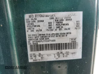 2000 Ford F-150 XL with VIN 2FTRX07L1YCA71635, listed as a Copart auction lot 47196175 with Not provided miles and Non repairable. Bid and sale history available at DreamBid. Image 12.
