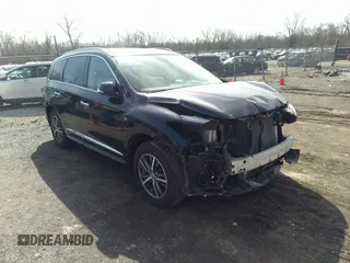2017 Infiniti QX60 with VIN 5N1DL0MM3HC550045, listed as a IAAI auction lot 41857238 with 132,316 mi miles and . Bid and sale history available at DreamBid. Image 1.