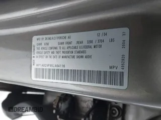 2005 Porsche Cayenne S with VIN WP1AB29P95LA64116, listed as a IAAI auction lot 41258550 with 162,712 mi miles. Bid and sale history available at carsss.com. Image 9.