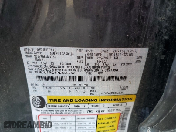 2023 Ford Expedition Timberline z VIN 1FMJU1RG1PEA28252, wystawiony jako Copart lot #85475904 z przebiegiem 47 575 mil mil oraz Szkoda całkowita • Salvage title. Historia ofert i sprzedaży dostępna na DreamBid. Obrazek 13.