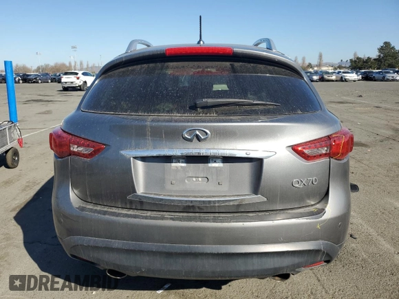 2014 Infiniti QX70 with VIN JN8CS1MW2EM413392, listed as a Copart auction lot 42974095 with 192,020 mi miles and Salvage Title. Bid and sale history available at carsss.com. Image 6.