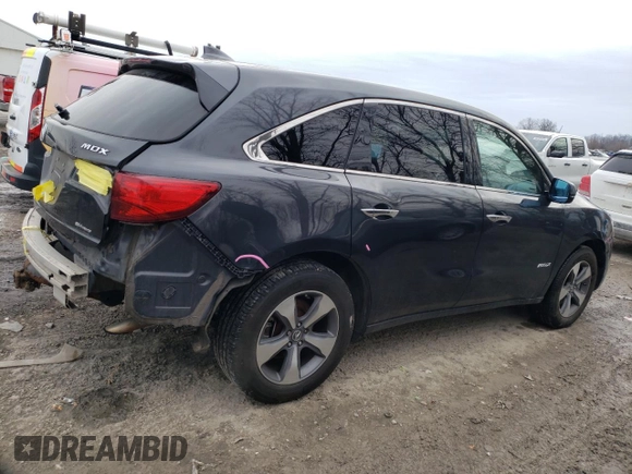 2016 Acura MDX with VIN 5FRYD4H25GB016824, listed as a Copart auction lot 44965175 with 109,308 mi miles and Salvage Title. Bid and sale history available at carsss.com. Image 3.