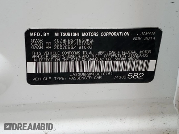 2015 Mitsubishi Lancer GT with VIN JA32U8FW4FU010151, listed as a Copart auction lot 50914523 with 135,580 mi miles. Bid and sale history available at carsss.com. Image 12.