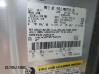 2015 Ford Expedition Max Limited with VIN 1FMJK1KT9FEF00323, listed as a Copart auction lot 87067914 with 110,385 mi miles and Salvage Title. Bid and sale history available at carsss.com. Image 13.