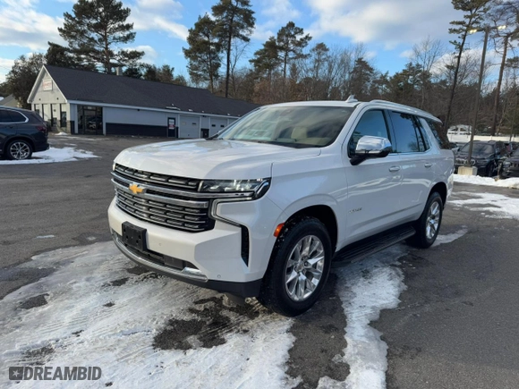 2021 Chevrolet Tahoe Premier with VIN 1GNSKSKD4MR111013, listed as a Copart auction lot 41960855 with 124,443 mi miles and Clean Title. Bid and sale history available at carsss.com. Image 1.