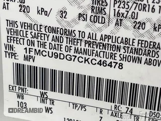 2012 Ford Escape XLT with VIN 1FMCU9DG7CKC46478, listed as a IAAI auction lot 42764955 with 190,361 mi miles and . Bid and sale history available at DreamBid. Image 6.