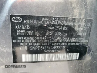 2018 Hyundai Elantra SEL with VIN 5NPD84LF4JH385018, listed as a Copart auction lot 50708615 with 81,679 mi miles and Salvage Title. Bid and sale history available at DreamBid. Image 12.